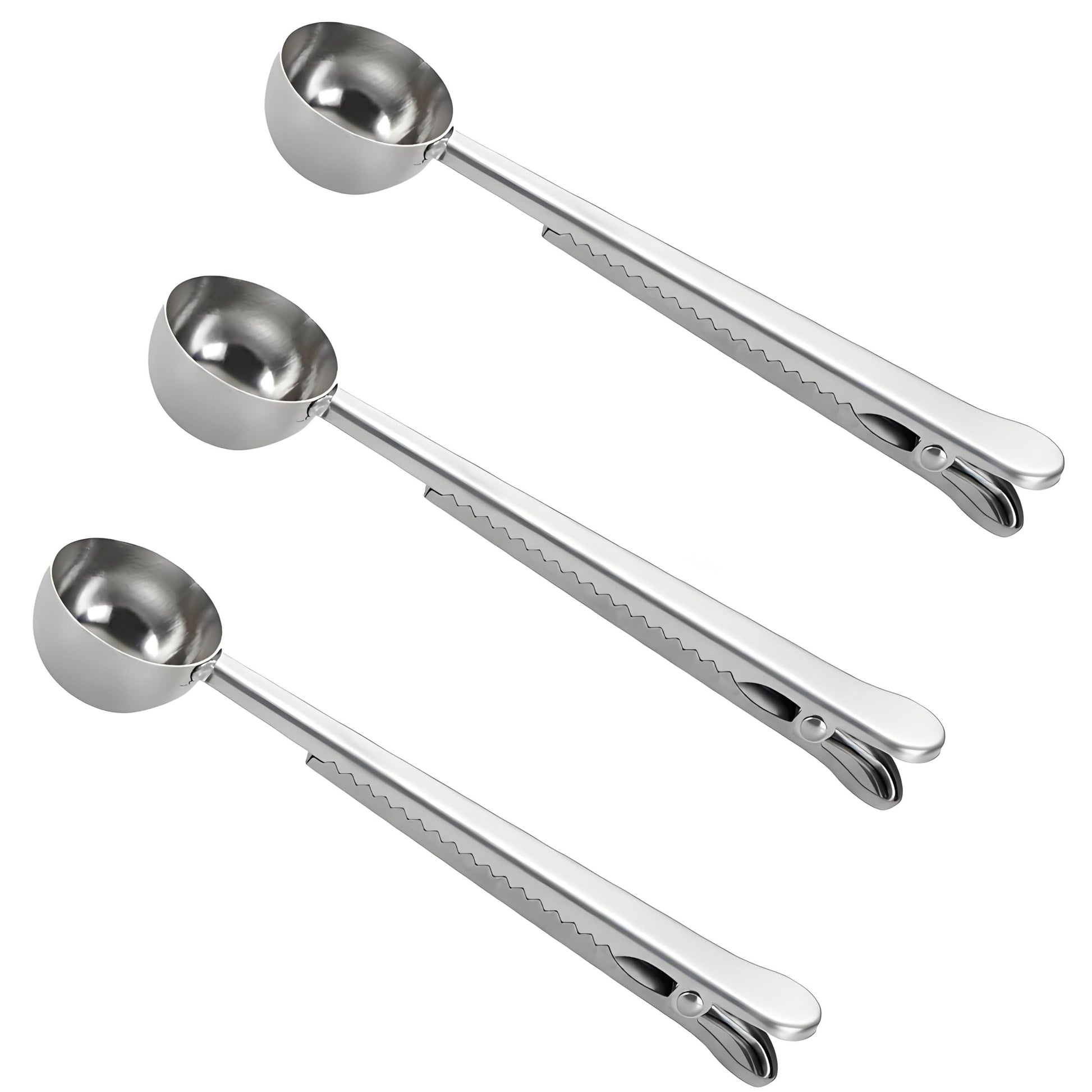 4 Pack of Coffee Scoops, stainless steel measuring scoop, with coffee bag clip, suitable for ground coffee, espresso beans, milk powder, protein powder Kemu |Fashion Home Kitchen Beauty