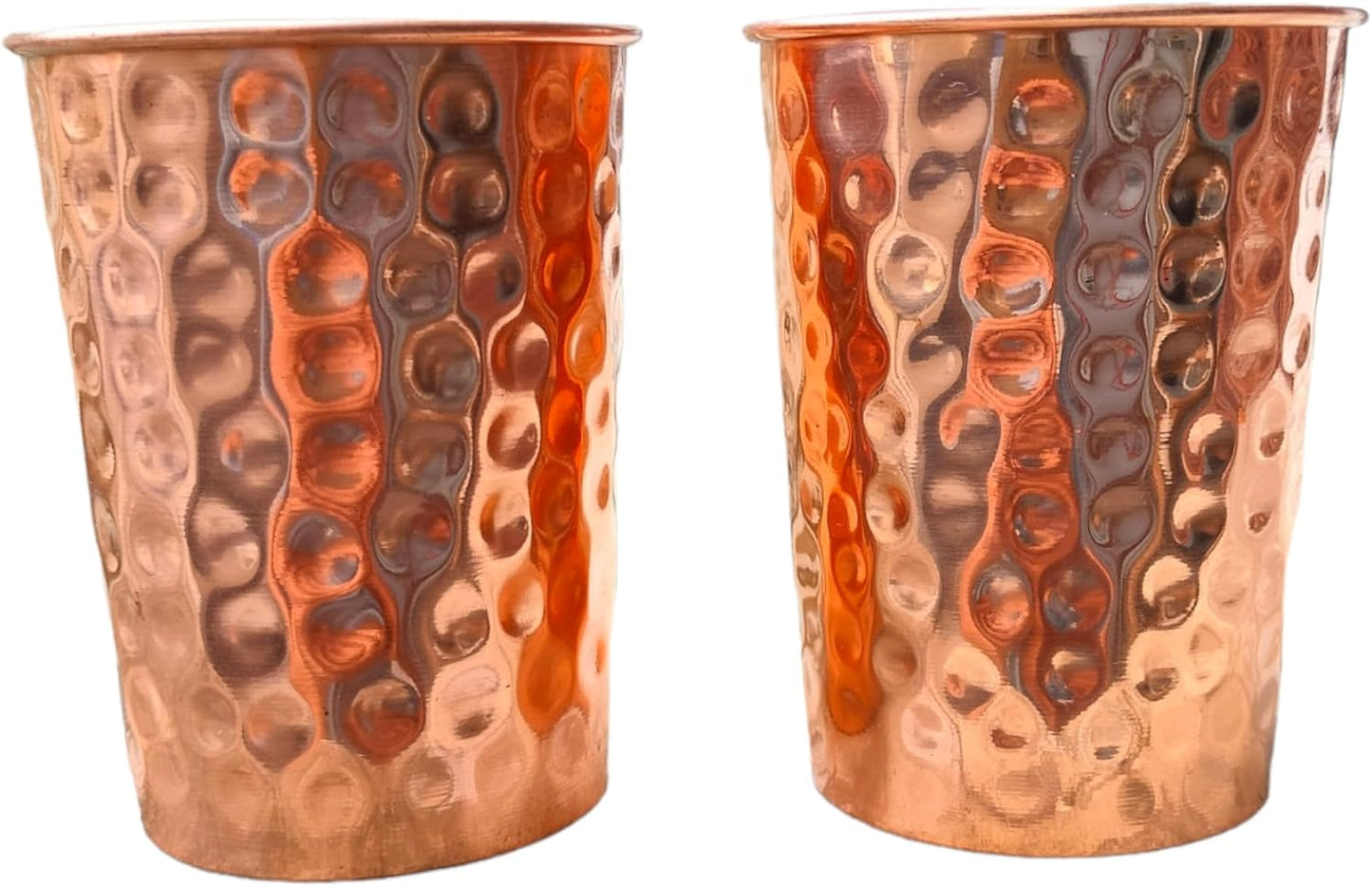 Set of 2 Hammmered Pure Copper Cups For Drinking Water Glasses Tumblers Glass for Ayurveda Health Benefits Kemu |Fashion Home Kitchen Beauty