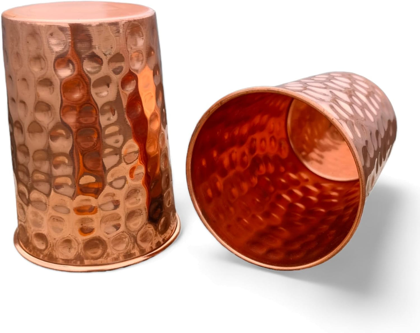 Set of 2 Hammmered Pure Copper Cups For Drinking Water Glasses Tumblers Glass for Ayurveda Health Benefits Kemu |Fashion Home Kitchen Beauty