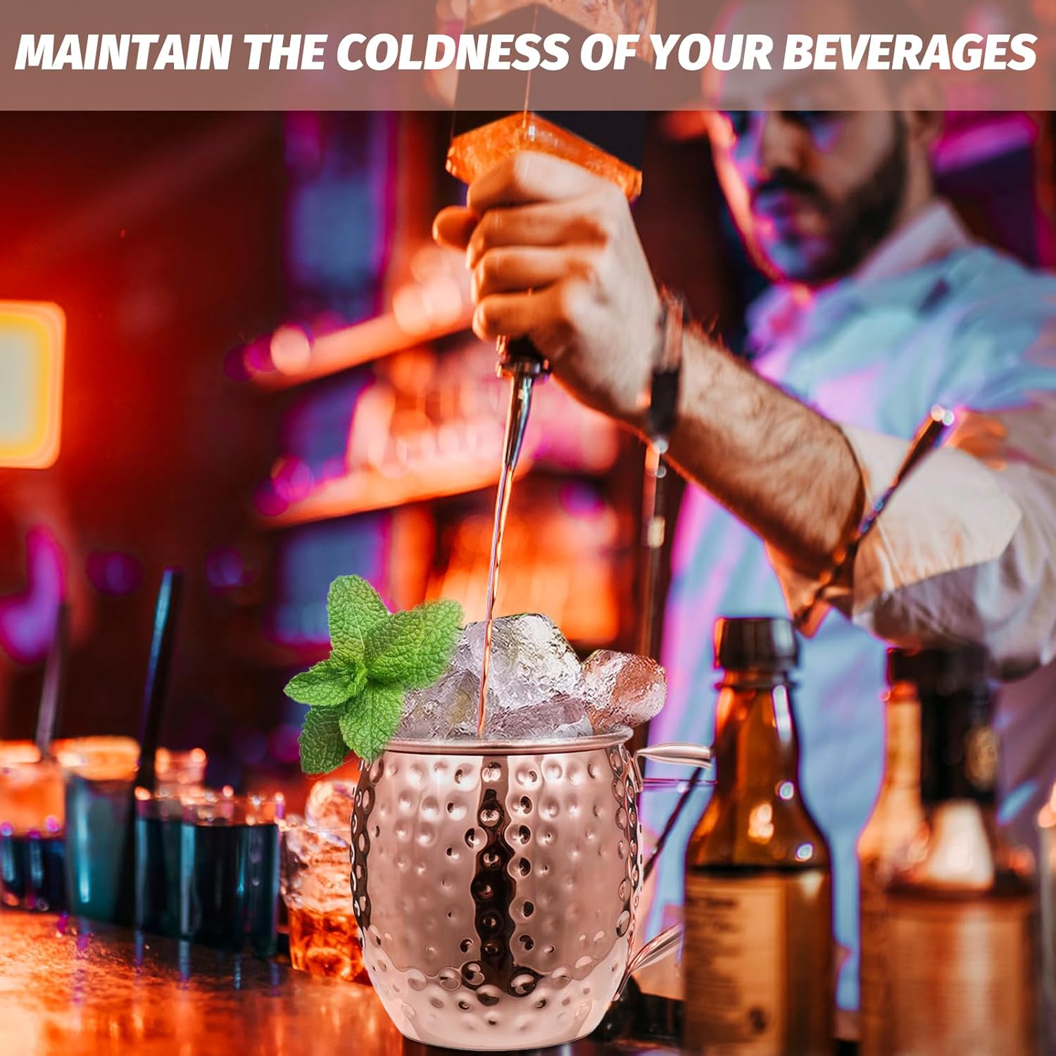 Moscow Mule Copper Mugs of 4 18-oz Pure Copper Plating Stainless Steel Drinking Cup with 4 Cocktail Copper Straws Great Dining Entertaining Bar Gift Kemu |Fashion Home Kitchen Beauty