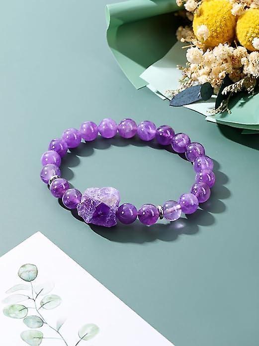 Amethyst Crystal Beaded Bracelet For Women,natural Gem Semi Precious Reiki Healing Crystal Energy Quartz Bracelet,handmade 8mm Round Stone Beads Stret Kemu |Fashion Home Kitchen Beauty