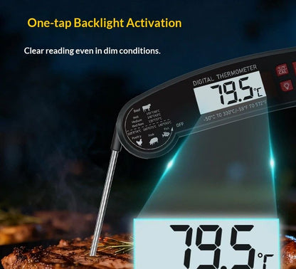 Digital Meat Thermometer - Fast Instant Read Food Thermometer, Waterproof Kitchen Thermometer with Backlight & Hold Function for Cooking, Candy Making, Outside Grill Kemu |Fashion Home Kitchen Beauty