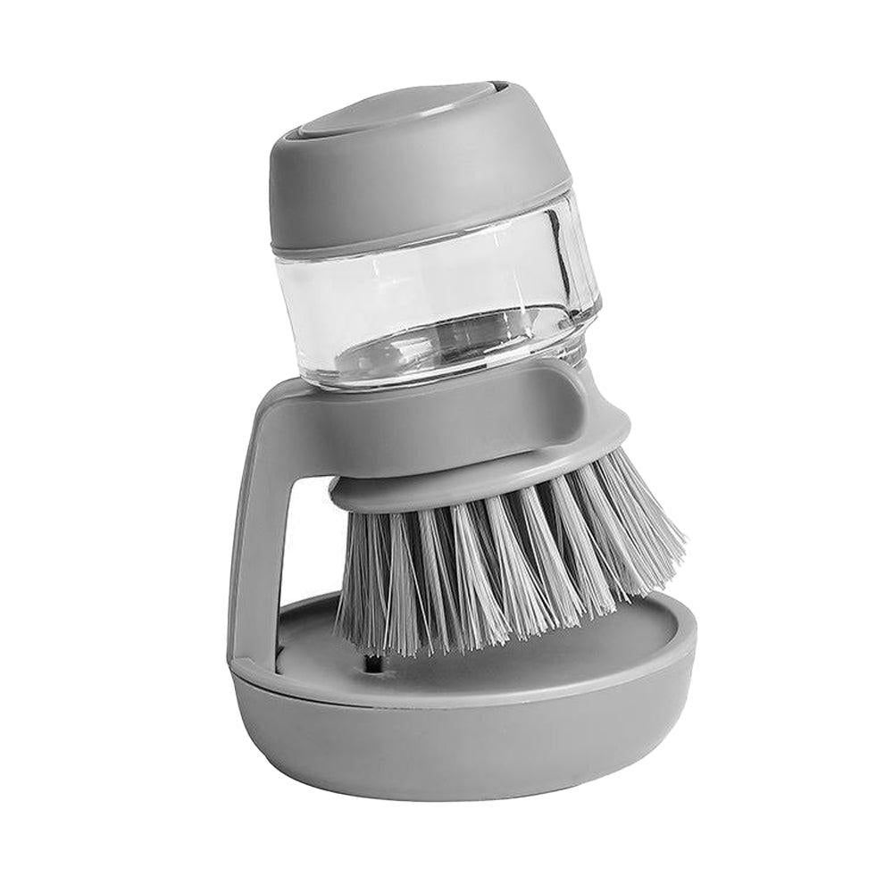 Dish Brush with Soap Dispenser & Stand | Auto-Dispensing Kitchen Scrub Brush – Gray Kemu |Fashion Home Kitchen Beauty