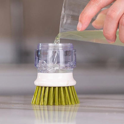 Dish Brush with Soap Dispenser & Stand | Auto-Dispensing Kitchen Scrub Brush – Green Kemu |Fashion Home Kitchen Beauty