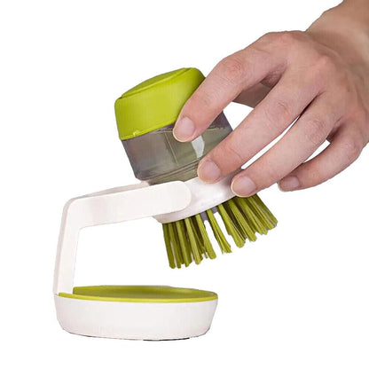 Dish Brush with Soap Dispenser & Stand | Auto-Dispensing Kitchen Scrub Brush – Green Kemu |Fashion Home Kitchen Beauty