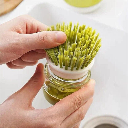 Dish Brush with Soap Dispenser & Stand | Auto-Dispensing Kitchen Scrub Brush – Green Kemu |Fashion Home Kitchen Beauty