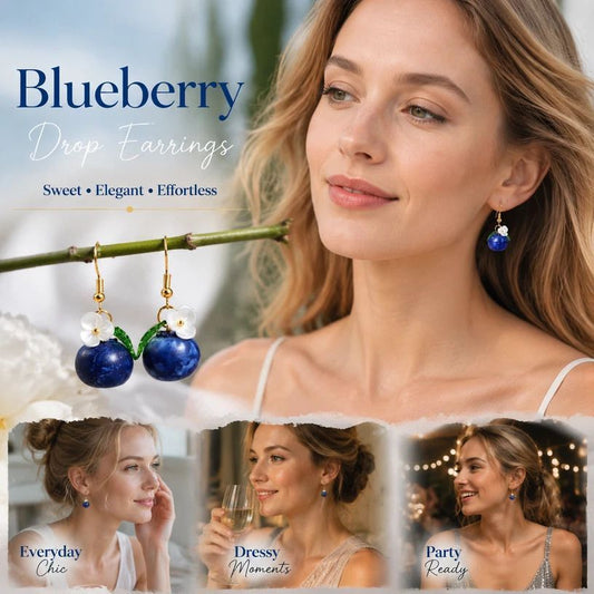 Dainty Botanical Dangle Earrings, Transparent Blueberry Single Flower Leaf, Pair Set Kemu |Fashion Home Kitchen Beauty