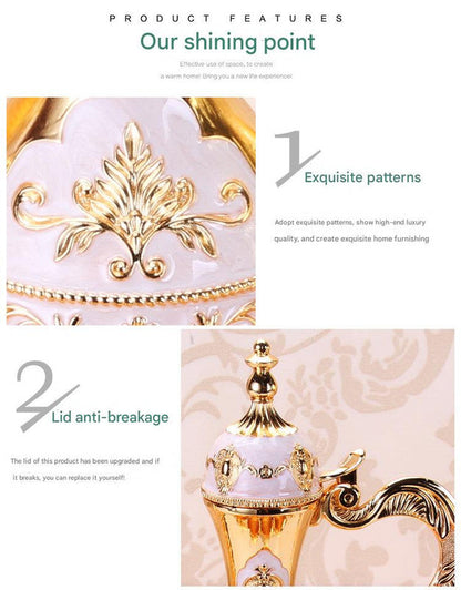 Elegant Gold Metal Serving Set - Decanter, 6 Cups, Tray (Copper+Red) Kemu |Fashion Home Kitchen Beauty