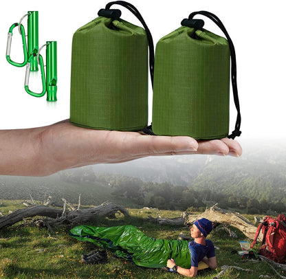 Emergency Sleeping Bag - 2 Pieces - Emergency Blanket - Waterproof Survival Blanket - 210*90cm - PE - Rescue Blanket - Insulation Blanket - Survival Sleeping Bag - Emergency Sleeping Bag - Emergency Tent - Emergency Tent - Outdoors/Walking/Camping/Hiking Kemu |Fashion Home Kitchen Beauty