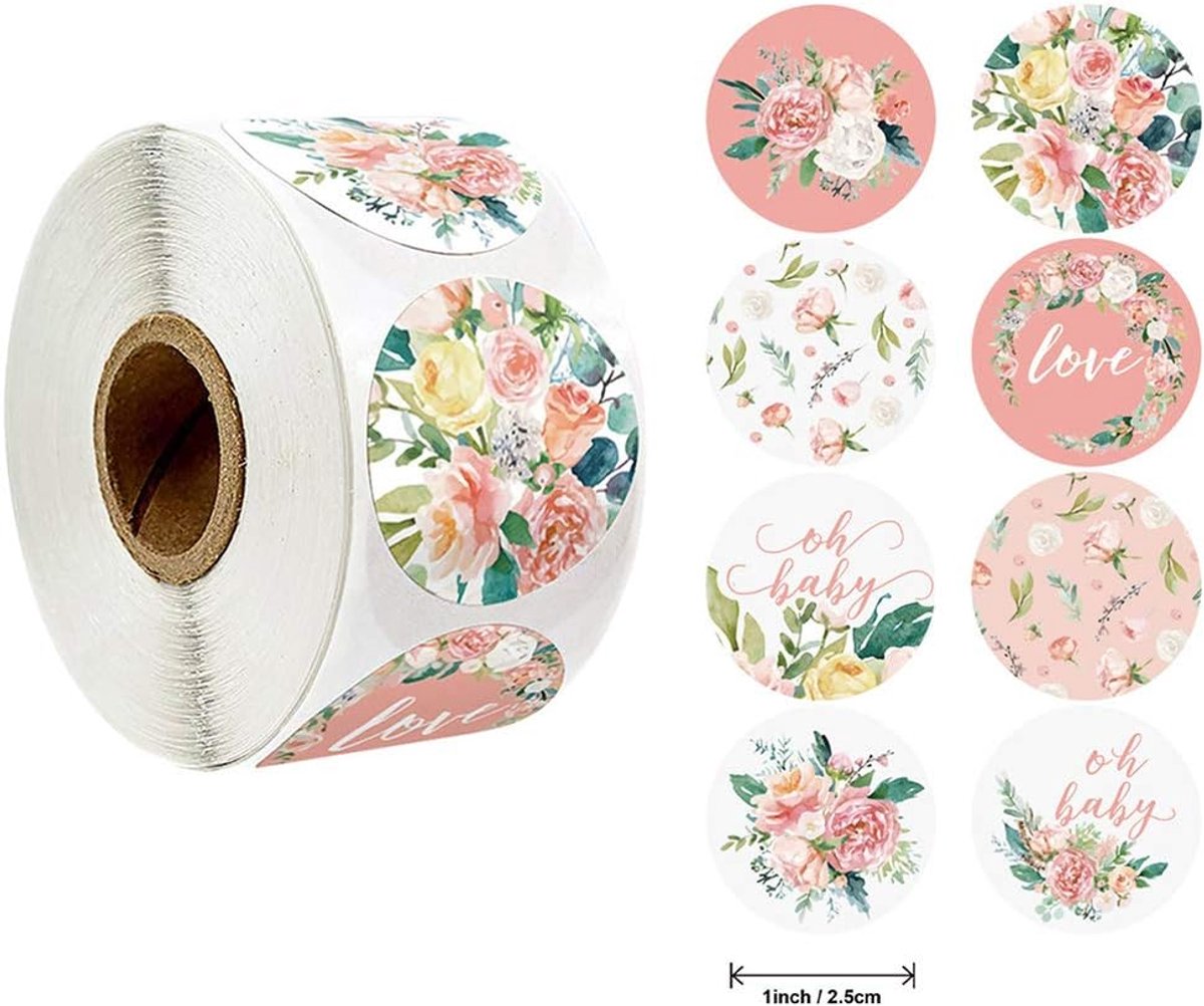 Label - 2 rolls (1000 pieces per roll) - Sealing sticker - Sealing sticker - Sticker - Flower stickers - Envelope sealing sticker - Gift sealing - Coded label stickers - self-adhesive labels - for gifts, wedding, birthday, party, packaging Kemu |Fashion Home Kitchen Beauty