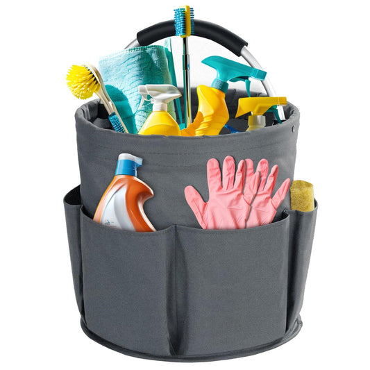 28cm Foldable Storage Basket, Cleaning Caddy Organiser, Portable Multi Cleaning Bucket Bag for Home, Garden (Dark Grey)The packaging only includes one tool basket Kemu |Fashion Home Kitchen Beauty
