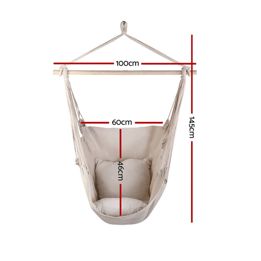 Gardeon Hammock Chair Outdoor Camping Hanging Hammocks Cushion Pillow Cream Kemu |Fashion Home Kitchen Beauty
