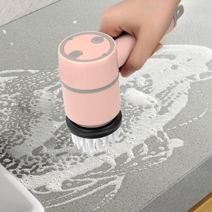 Set of 6 in 1 Handheld Electric Cleaning Brush USB Rechargeable Electric Dishwashing Brush Kitchen Cleaning Tool Pink Kemu |Fashion Home Kitchen Beauty