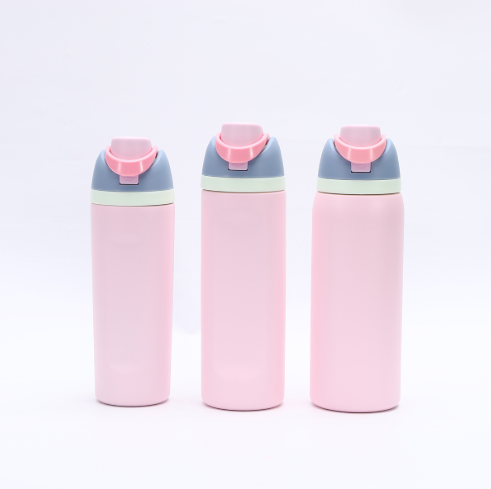 Insulated Stainless Steel Water Bottle with Straw,Pink color blocking & 24 oz, BPA-Free, for Travel, Sports, Outdoors Kemu |Fashion Home Kitchen Beauty