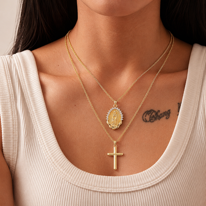 Jesus Cross Layered Necklace – Copper Gold-Plated Collarbone Chain | Couple & Faith Gift Kemu |Fashion Home Kitchen Beauty