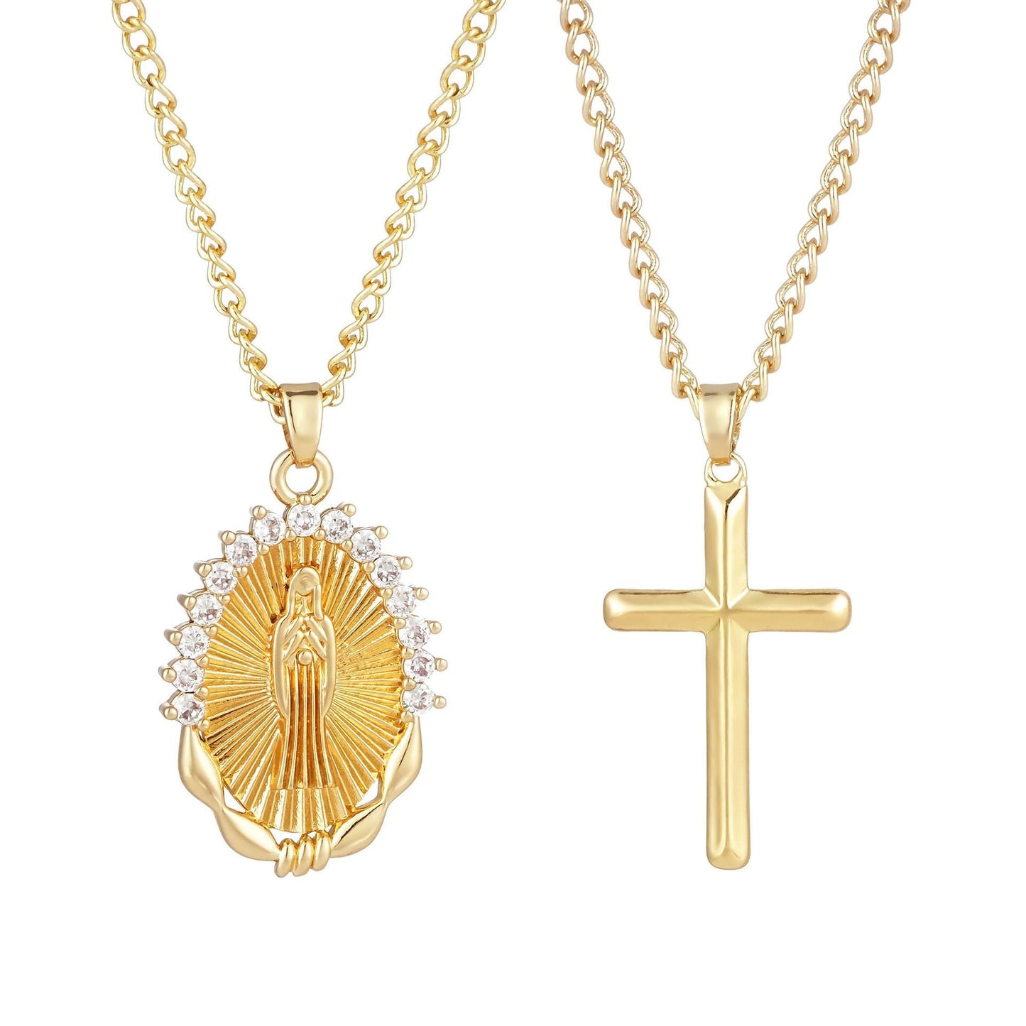 Jesus Cross Layered Necklace – Copper Gold-Plated Collarbone Chain | Couple & Faith Gift Kemu |Fashion Home Kitchen Beauty
