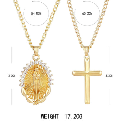 Jesus Cross Layered Necklace – Copper Gold-Plated Collarbone Chain | Couple & Faith Gift Kemu |Fashion Home Kitchen Beauty
