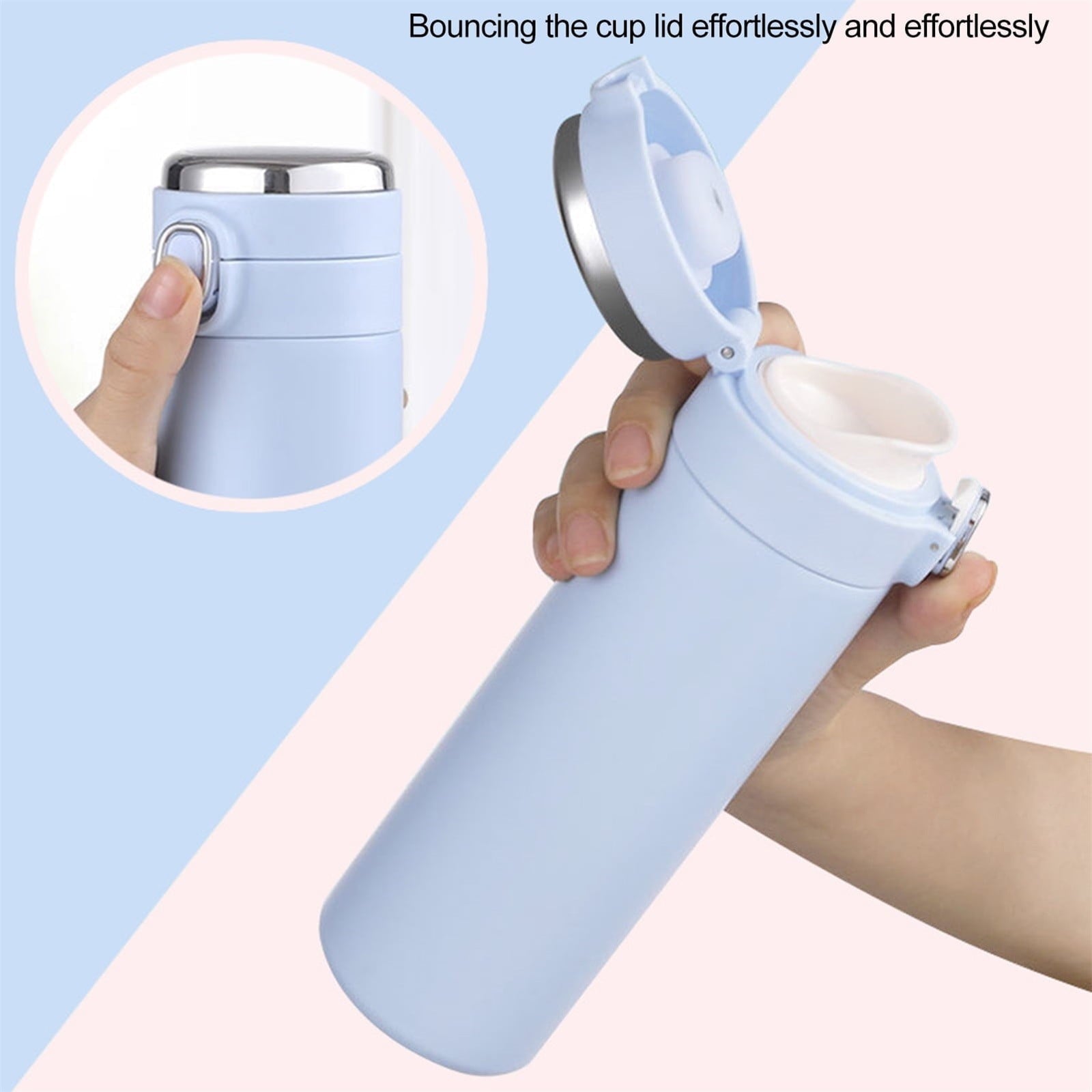 Glass and Bottle ! Stainless Steel Flask Vacuum Insulated Cup Drinking Bottle 350/420 Ml Led Screen Temperature Display Flask Water Bottle Perfect for Home Travel, Include Cup*1 Blue Kemu |Fashion Home Kitchen Beauty