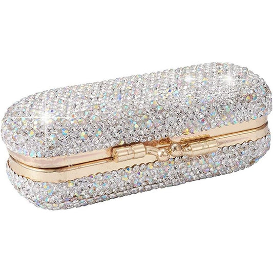 Lipstick protective case with mirror, portable sparkling cosmetics storage rack with lid storage box (gold accessory, white) Kemu |Fashion Home Kitchen Beauty
