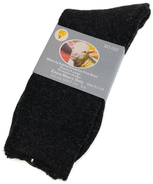 1 Pair Merino Wool Blend Work Socks Thermal Hiking Winter Warm Socks - Black - 11-14 Kemu |Fashion Home Kitchen Beauty