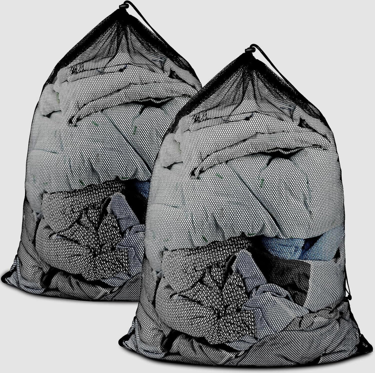 2 Pack Large Mesh Laundry Bags, 24" x 36" Heavy Duty Strong Drawstring Dirty Clothes Bags with Soft Breathable Net, Machine Washable Laundry Bag for College, Dorm, Camp, Travel and Family Use(Black) Kemu |Fashion Home Kitchen Beauty