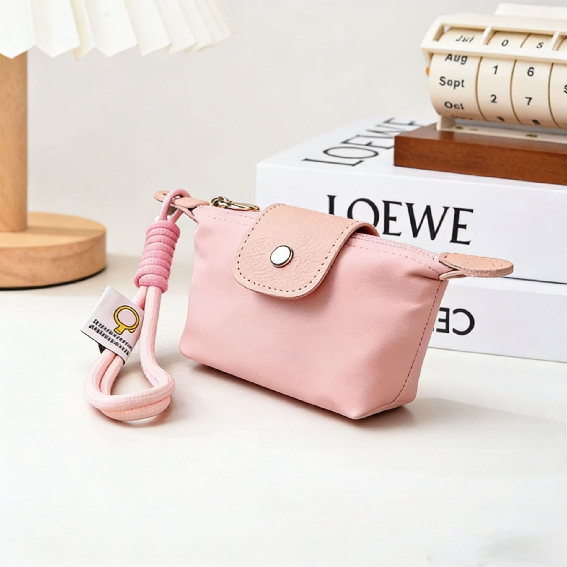 Pink Mini Nylon Coin Purse with Wrist Strap - Compact Zipper Key Holder Pouch for Cards Lipstick and Earphones Kemu |Fashion Home Kitchen Beauty