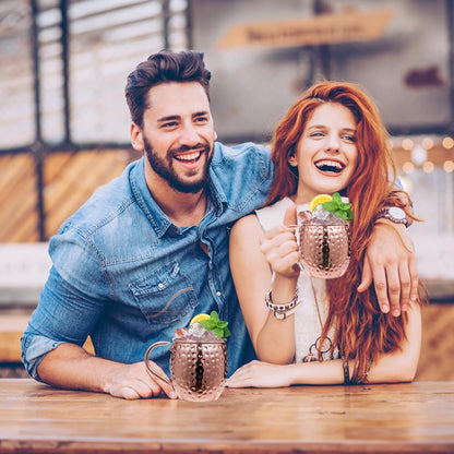 Moscow Mule Copper Mugs of 4 18-oz Pure Copper Plating Stainless Steel Drinking Cup with 4 Cocktail Copper Straws Great Dining Entertaining Bar Gift Kemu |Fashion Home Kitchen Beauty