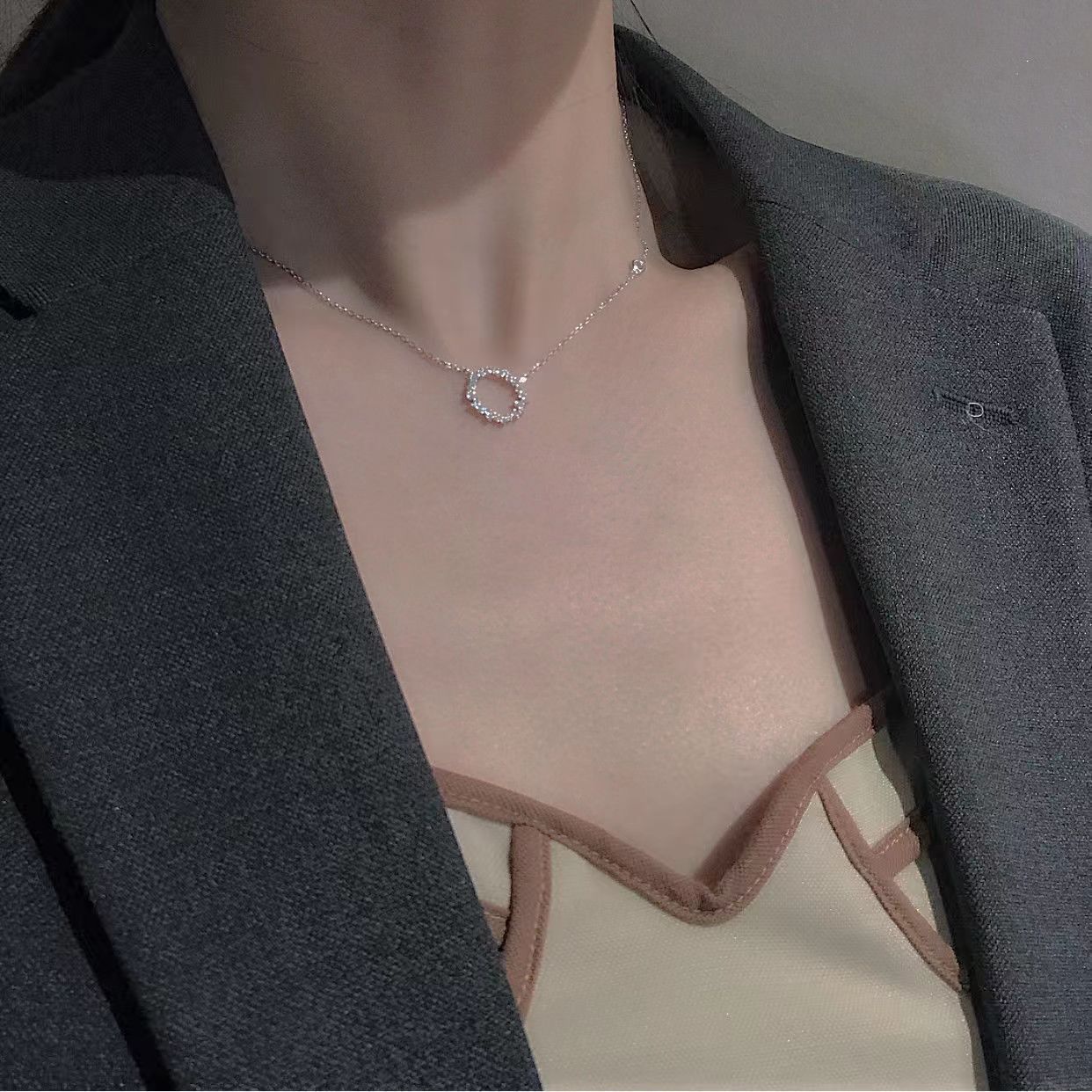 Necklace Women Alloy Bow Water Wave Chain Circle necklace Kemu |Fashion Home Kitchen Beauty