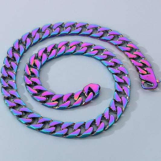 Necklace for Men 50/60CM 316L Stainless Steel 15MM Width Curb Cuban Link Chains On Neck Jewelry Men's Necklace Accessories (Multicolor, 50CM) Kemu |Fashion Home Kitchen Beauty