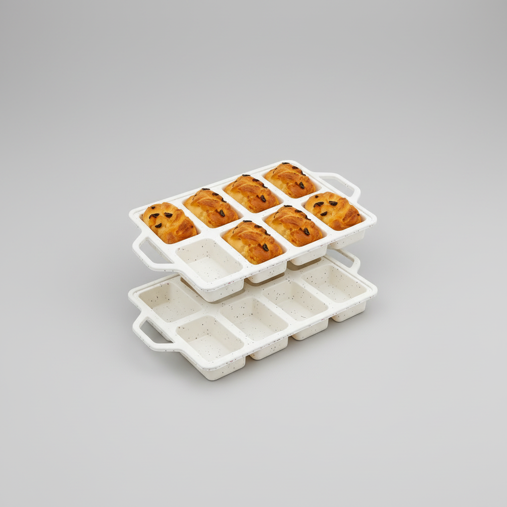 2-Pack 8-Cavity Mini Loaf Pans, Silicone with Steel Frame Kemu |Fashion Home Kitchen Beauty