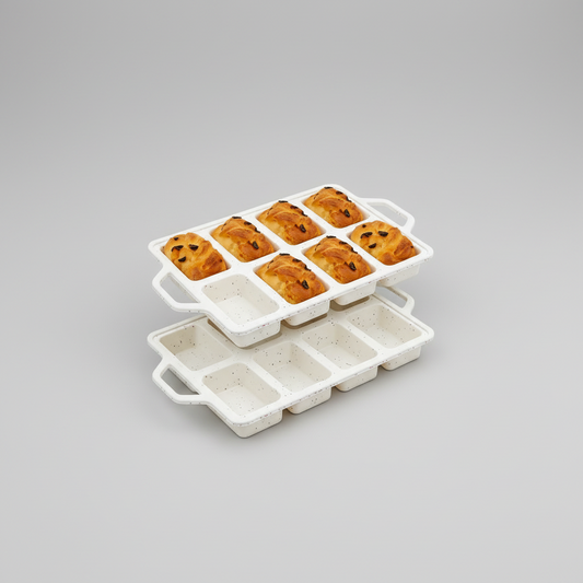 2-Pack 8-Cavity Mini Loaf Pans, Silicone with Steel Frame Kemu |Fashion Home Kitchen Beauty
