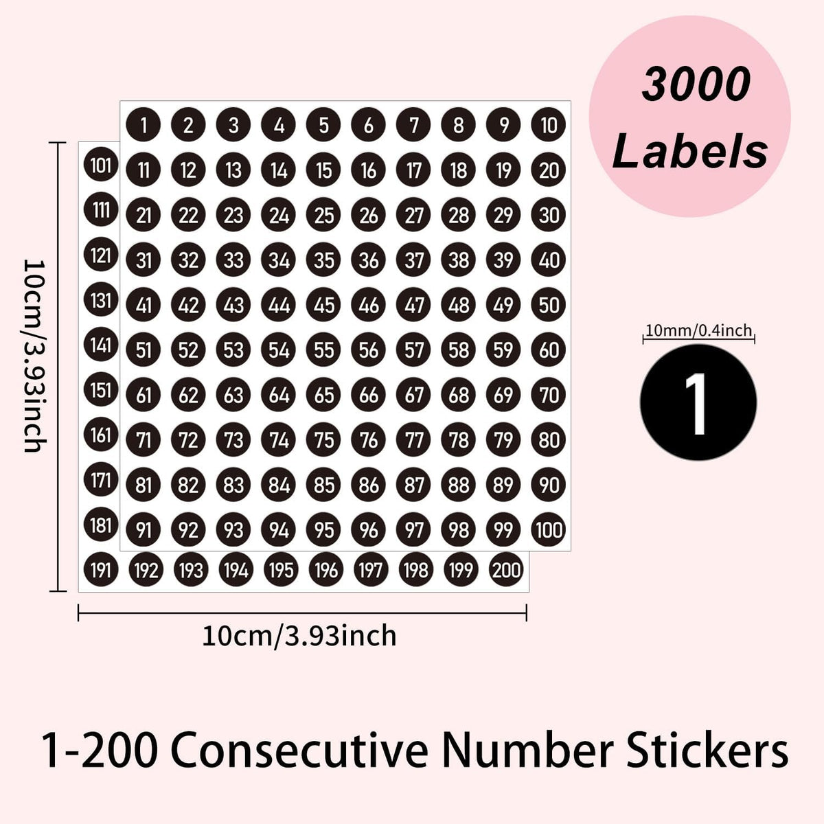 3000 PCS Number Stickers Labels, 0.4'' Black Consecutive Number Stickers 1-200, Vinyl Numbered Sticker, Self-Adhesive and Residue-Free, Use for Indoor and Outdoor - Kemu |Fashion Home Kitchen Beauty