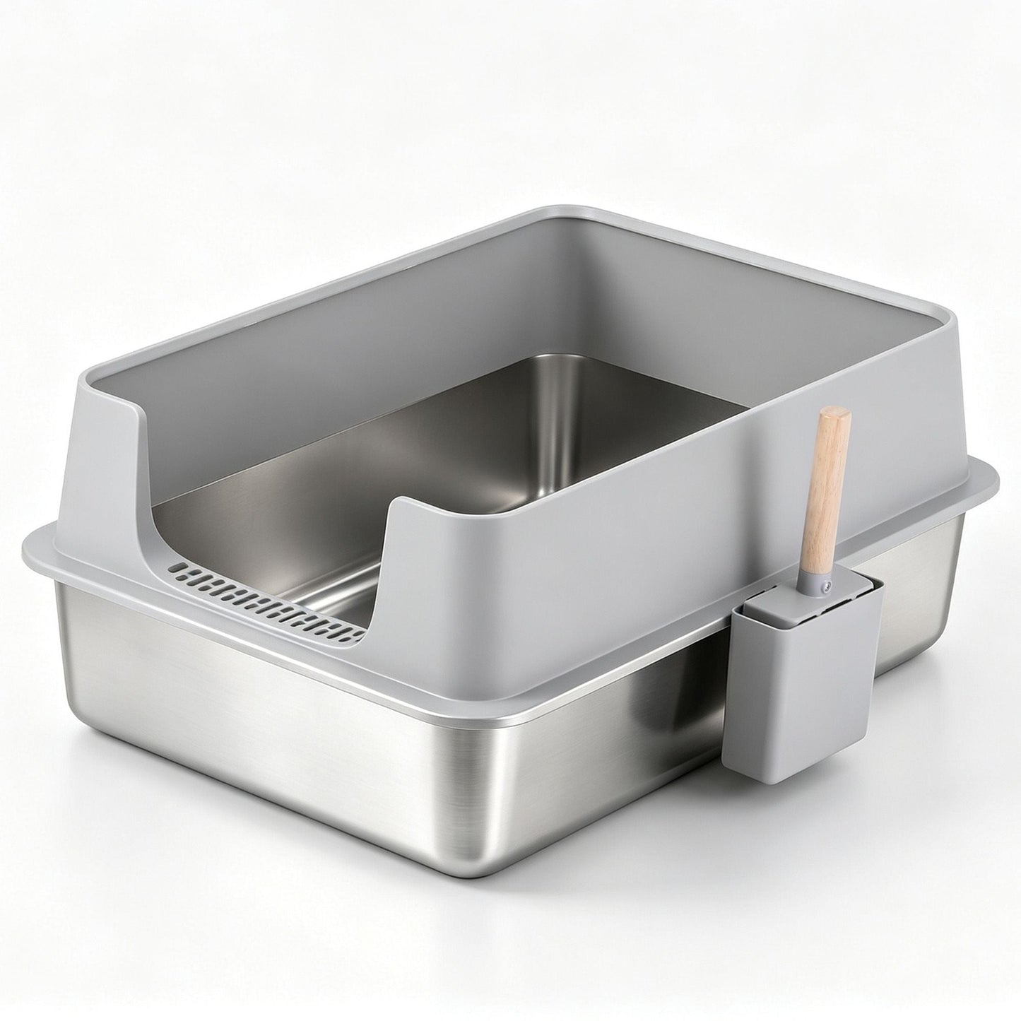 i.Pet XXL Cat Litter Box Stainless Steel Jumbo Semi-Enclosed Pet Kitty Toilet Grey Kemu |Fashion Home Kitchen Beauty