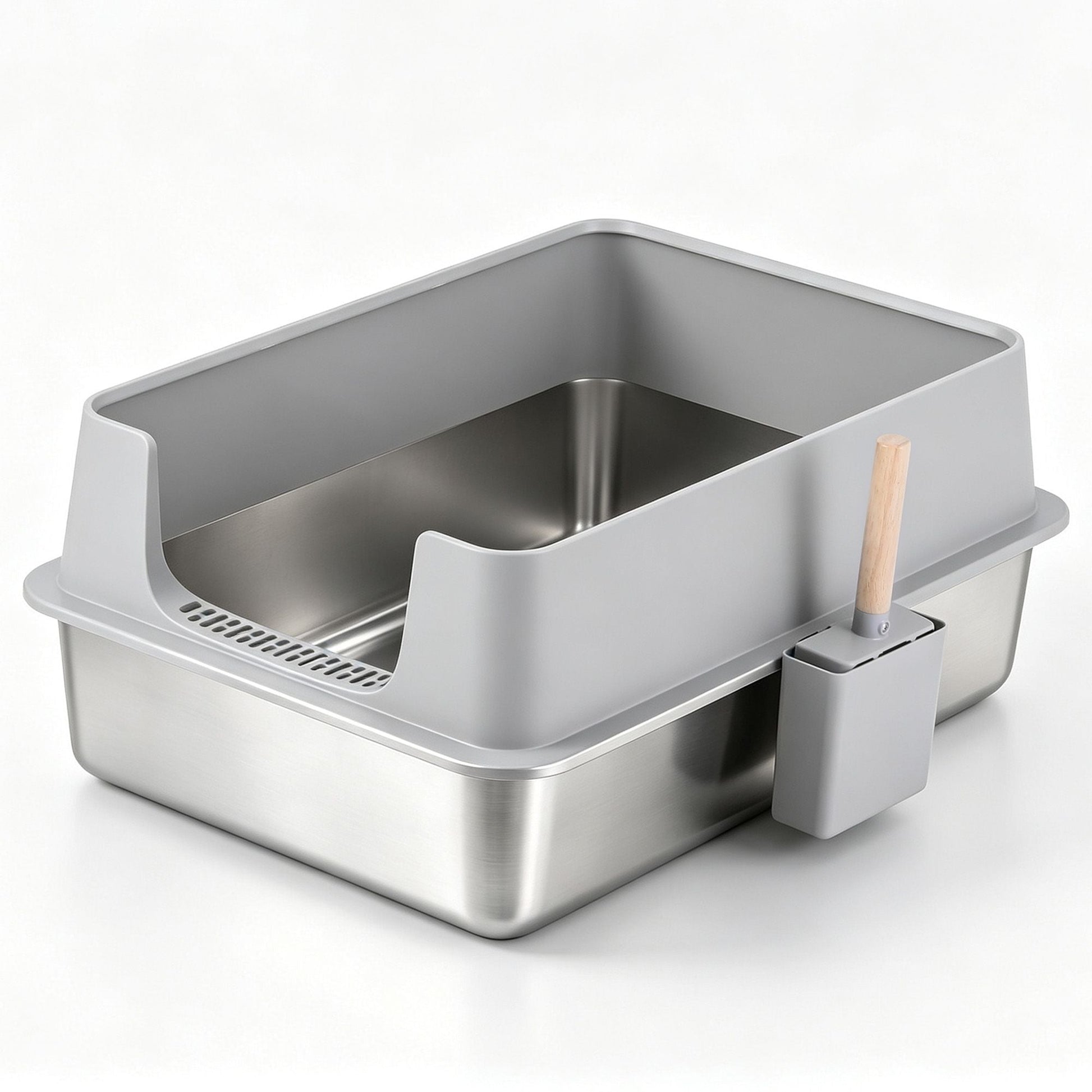 i.Pet XXL Cat Litter Box Stainless Steel Jumbo Semi-Enclosed Pet Kitty Toilet Grey Kemu |Fashion Home Kitchen Beauty