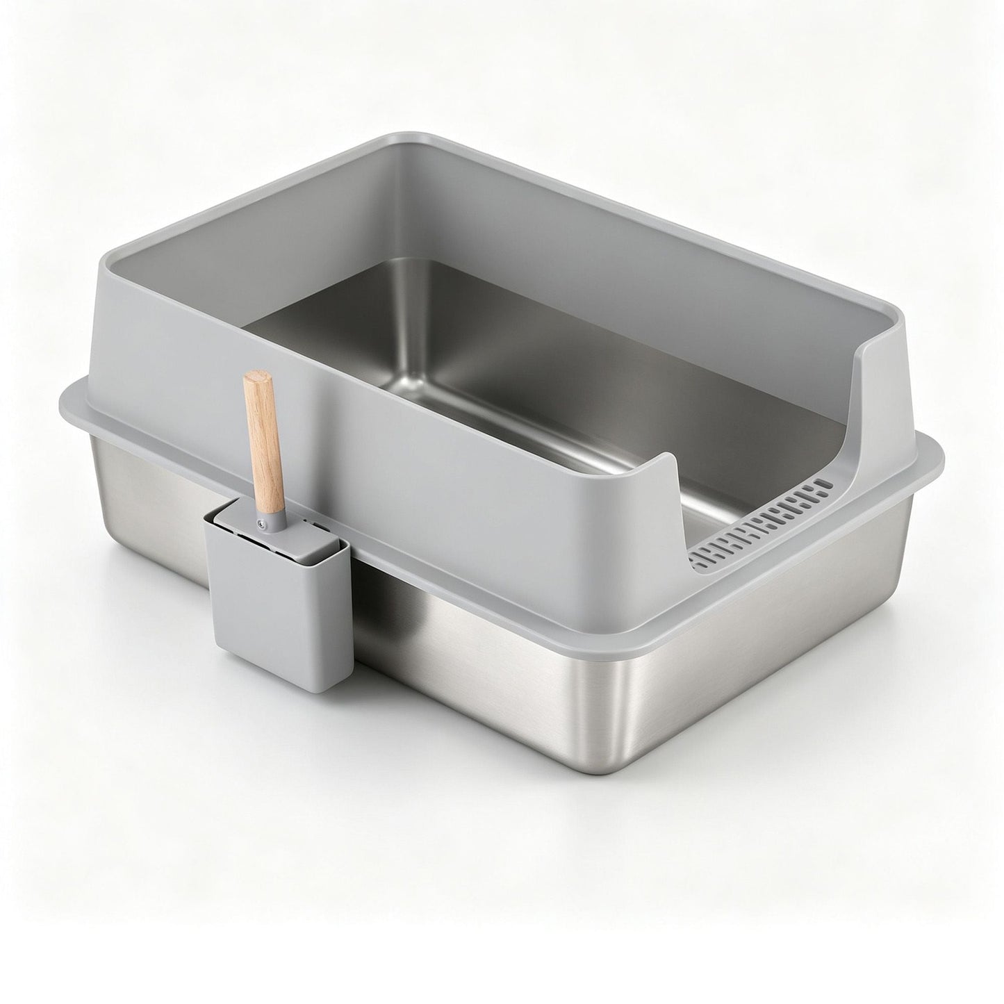 i.Pet XXL Cat Litter Box Stainless Steel Jumbo Semi-Enclosed Pet Kitty Toilet Grey Kemu |Fashion Home Kitchen Beauty
