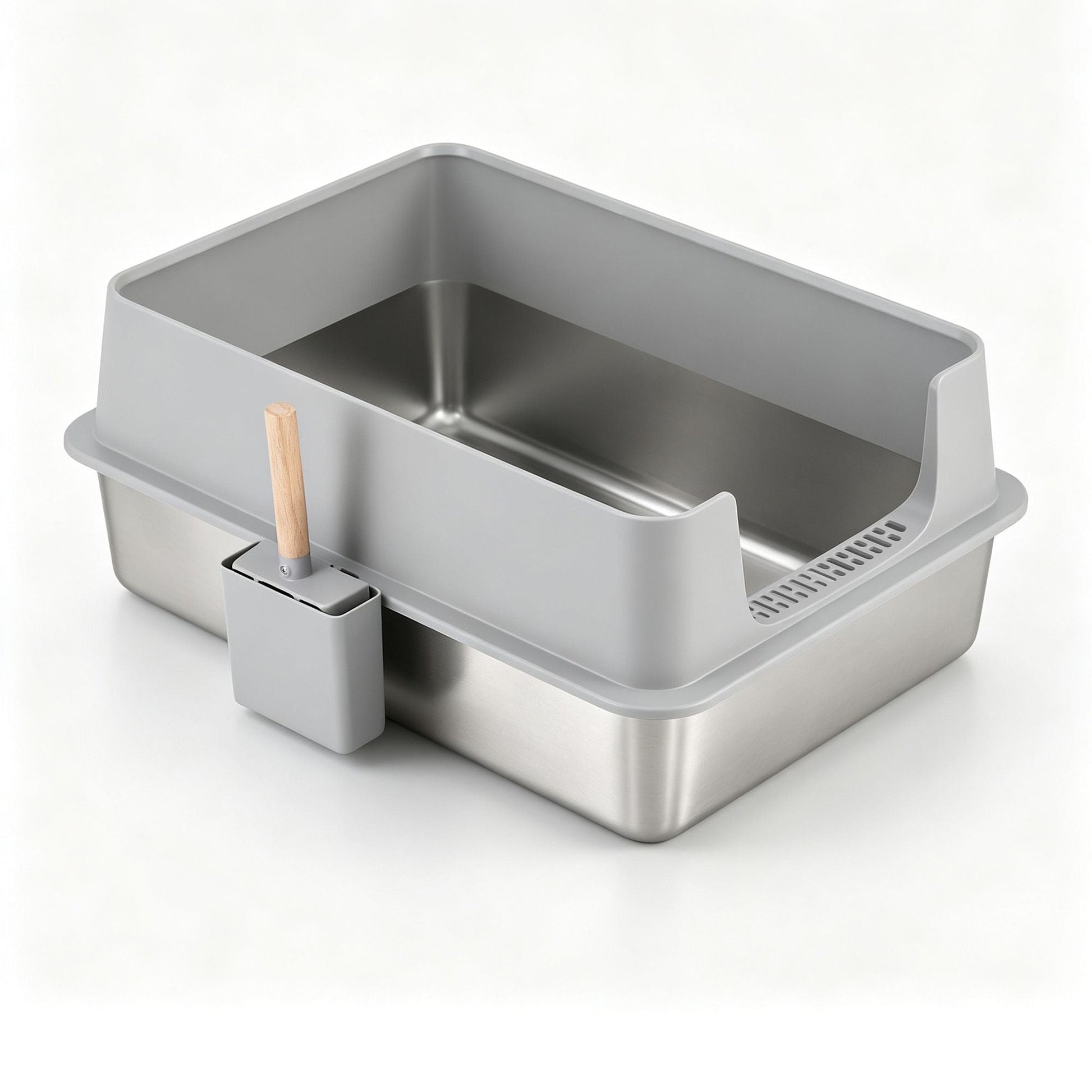 i.Pet XXL Cat Litter Box Stainless Steel Jumbo Semi-Enclosed Pet Kitty Toilet Grey Kemu |Fashion Home Kitchen Beauty