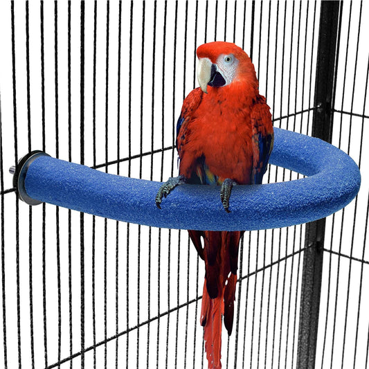 U Shape Parrot Perch Stand Toy Bird Platform Sand Paw Grinding Clean Stick Exercise Conure Budgie Cockatiel Cage Accessories (Blue) small Kemu |Fashion Home Kitchen Beauty