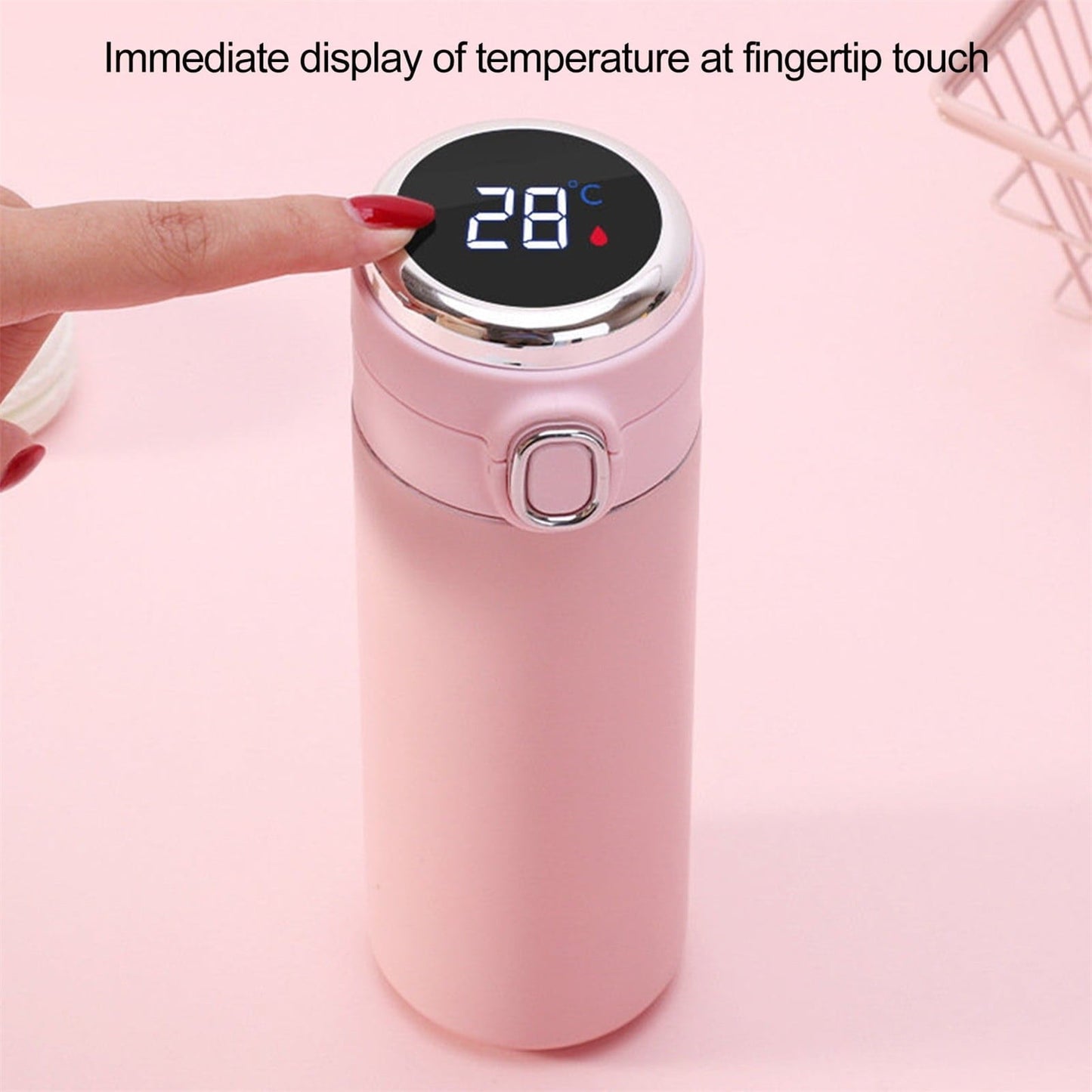 Glass and Bottle ! Stainless Steel Flask Vacuum Insulated Cup Drinking Bottle 350/420 Ml Led Screen Temperature Display Flask Water Bottle Perfect for Home Travel, Include Cup*1 Blue Kemu |Fashion Home Kitchen Beauty