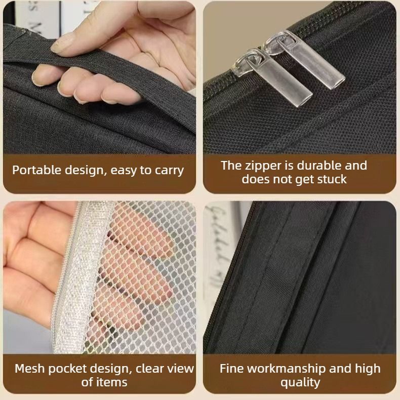 Portable Multi-Functional Toiletry Bag, Stand-Up Large-Capacity Storage Bag for Makeup Brushes, Cosmetics, and Toiletries, Jinbu Multi-Compartment Storage Bag - Black Kemu |Fashion Home Kitchen Beauty