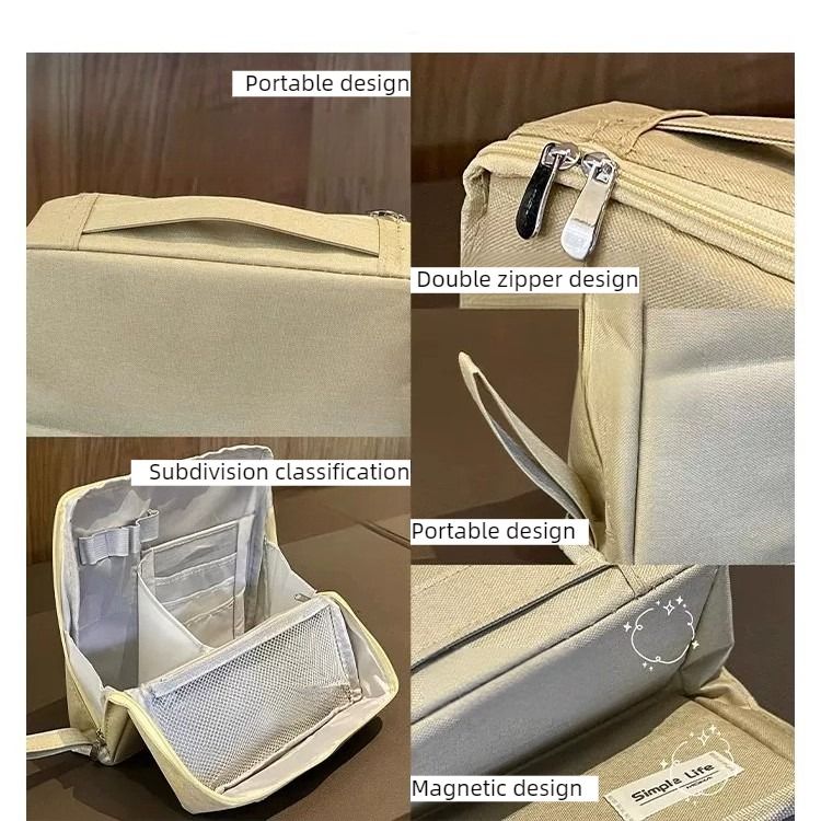 Portable Multi-Functional Toiletry Bag, Stand-Up Large-Capacity Storage Bag for Makeup Brushes, Cosmetics, and Toiletries, Jinbu Multi-Compartment Storage Bag - Black Kemu |Fashion Home Kitchen Beauty