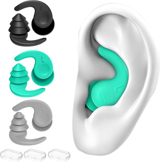 Reusable Waterproof Silicone Earplugs on a white background