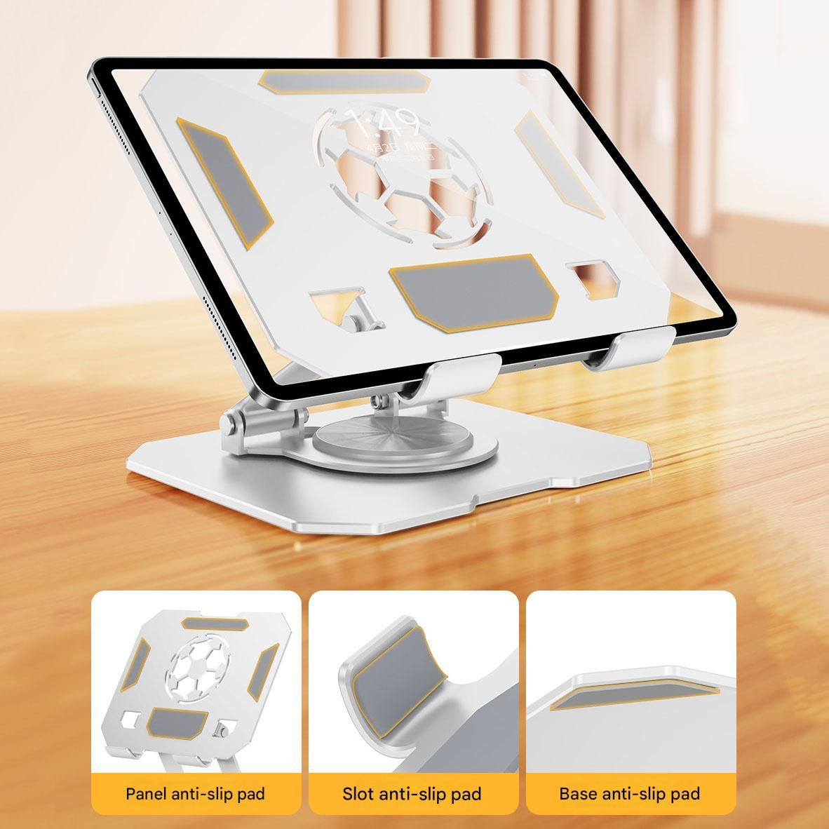 White 360 Degree Rotating Tablet and Phone Stand Adjustable Desktop Holder Foldable Aluminium Alloy Device Stand for Video Calls Streaming Study and Office Us - Kemu |Fashion Home Kitchen Beauty