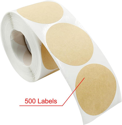 Round Kraft Paper Dot Stickers 500pcs | 52mm Yellow Self-Adhesive Labels | Removable & Writable for Food, Jars & Packaging Kemu |Fashion Home Kitchen Beauty
