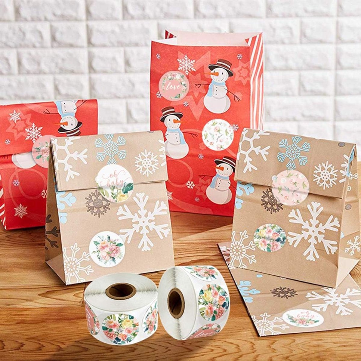 Label - 2 rolls (1000 pieces per roll) - Sealing sticker - Sealing sticker - Sticker - Flower stickers - Envelope sealing sticker - Gift sealing - Coded label stickers - self-adhesive labels - for gifts, wedding, birthday, party, packaging Kemu |Fashion Home Kitchen Beauty