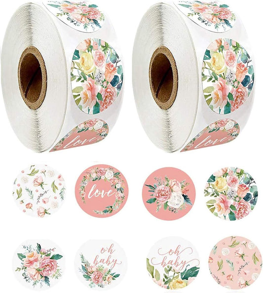 Label - 2 rolls (1000 pieces per roll) - Sealing sticker - Sealing sticker - Sticker - Flower stickers - Envelope sealing sticker - Gift sealing - Coded label stickers - self-adhesive labels - for gifts, wedding, birthday, party, packaging Kemu |Fashion Home Kitchen Beauty