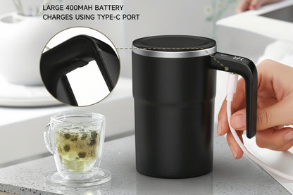 Self-Stirring Coffee Mug Automatic Stir Mug LED Temperature Mug Rechargeable - Black - Size 380ML Kemu |Fashion Home Kitchen Beauty