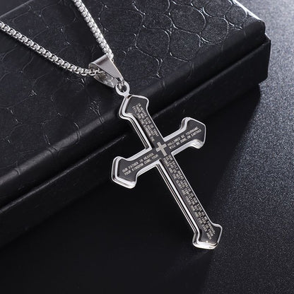 Puhai Stainless Steel Cross Necklace Silver Snake Bone Black Kemu |Fashion Home Kitchen Beauty