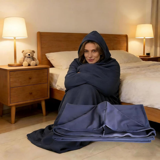 Sleep Pod Wearable Blanket Hoodie for Anxiety Relief & Deep Sleep, Portable Personal Sleeping Bag for Travel, Camping and Cozy Lounging - Blue - Size 150cm*40cm Kemu |Fashion Home Kitchen Beauty