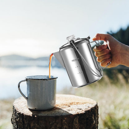 1.2L 9-Cup Stainless Steel Camping Percolator Coffee Pot Stovetop Coffee Maker 1Pc Kemu |Fashion Home Kitchen Beauty