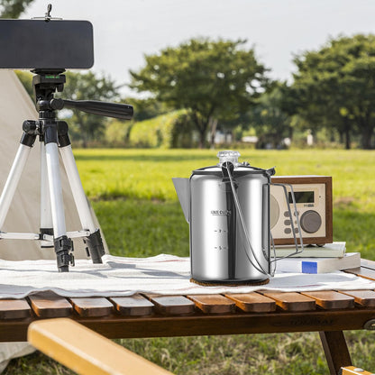 1.2L 9-Cup Stainless Steel Camping Percolator Coffee Pot Stovetop Coffee Maker 1Pc Kemu |Fashion Home Kitchen Beauty